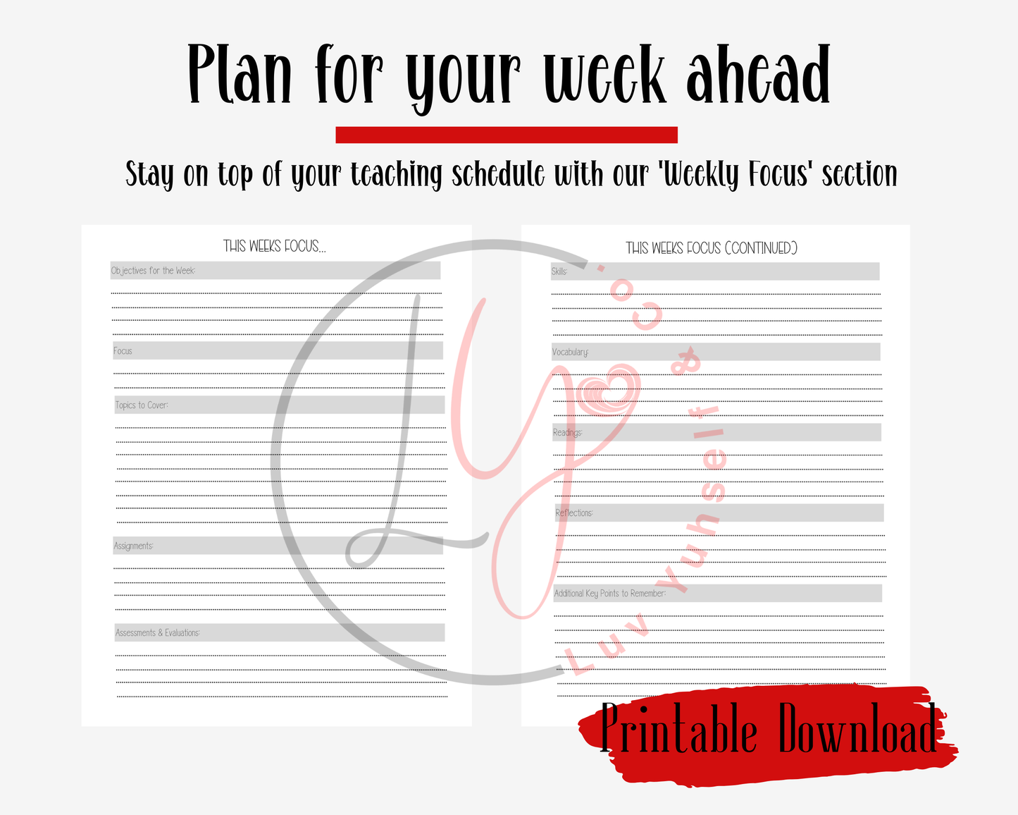 Undated Teacher Planner