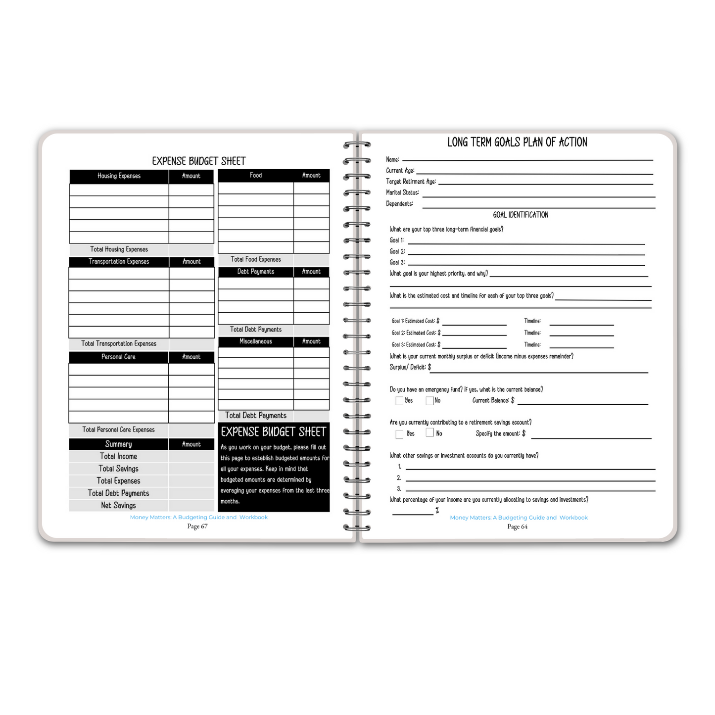Money Matters Budgeting Workbook: Your Ultimate Guide to Financial Freedom